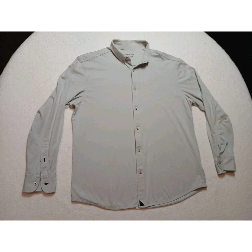 UNTUCKit Shirt Mens Large Gray Wrinkle Free Cotton Long Sleeve Button Up Casual